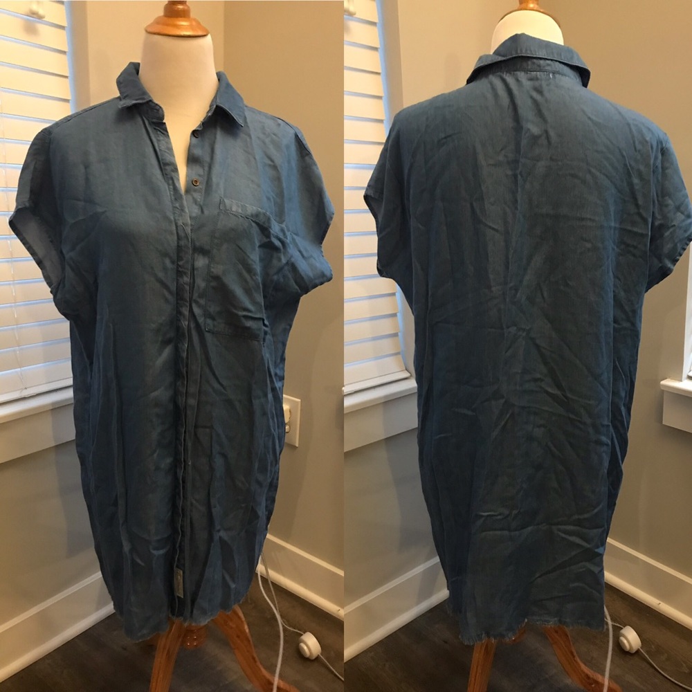 denim button down dress - size small never worn